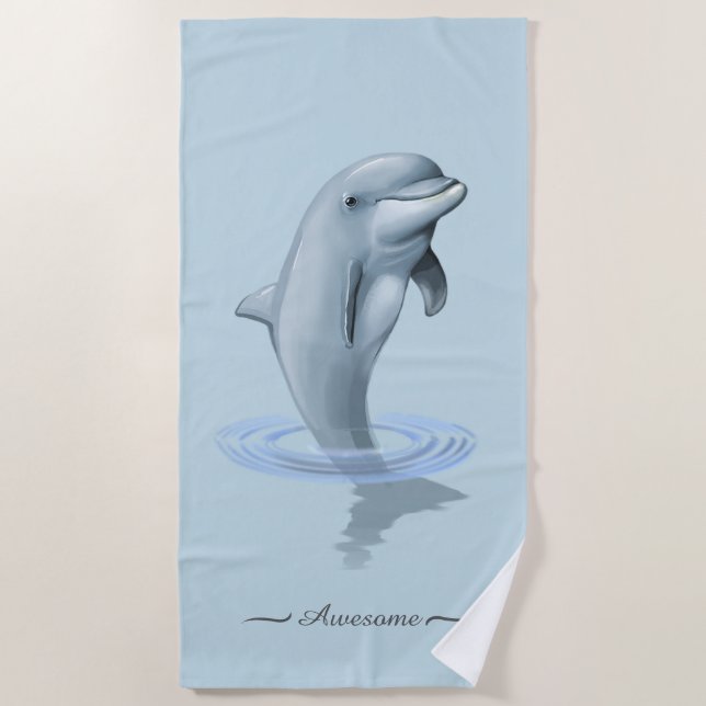 Schickes modernes Dolphin & Skript auf Hellblau Strandtuch (Vorderseite)
