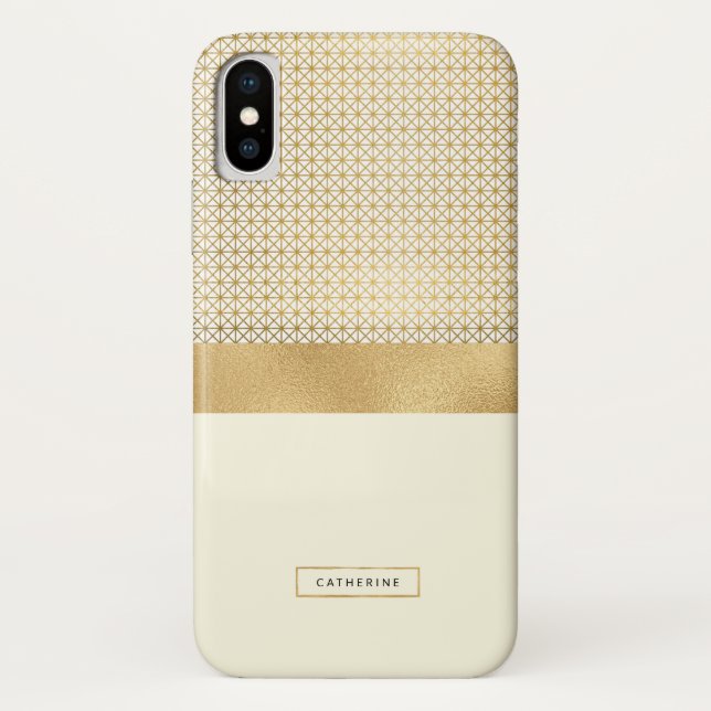 Schickes modernes Goldelfenbein Stripes Muster mit Case-Mate iPhone Hülle (Rückseite)