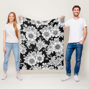 Schickes monochromes Blumenluxus-Muster (2) Fleecedecke