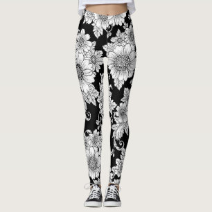 Schickes monochromes Blumenluxus-Muster (2) Leggings