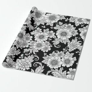 Schickes monochromes Blumenluxusmuster (2) Geschenkpapier