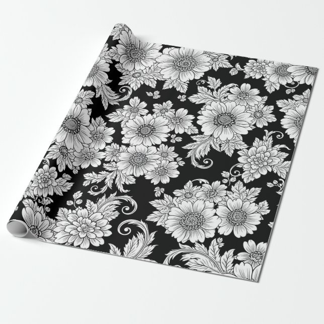 Schickes monochromes Blumenluxusmuster (2) Geschenkpapier (Ungerollt)