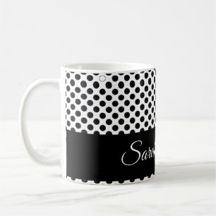 Schickes monochromes Schwarz-Weiß-Polka-Punkt-Desi Kaffeetasse