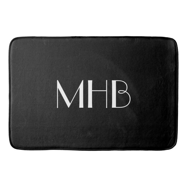 SCHICKES MONOGRAMM DES BAD-MAT_BLACK SOLID/WHITE BADEMATTE (Vorderseite)