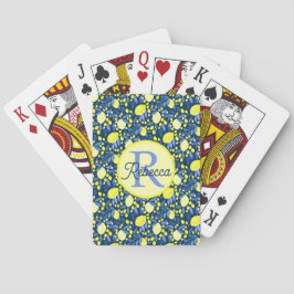 Schickes Monogramm Name Rustikal Zitrus Lemons Bla Spielkarten