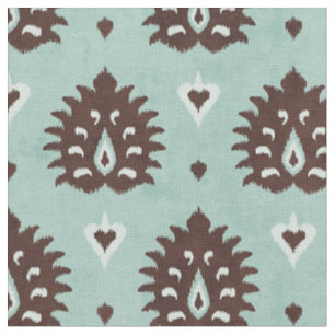 Schickes neutrales braunes Minze-Damaskus-Ikat-Mus Stoff