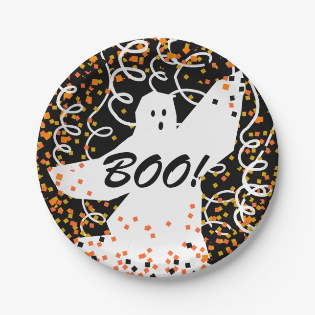 SCHICKES PAPIER PLATE_BOO! _FUN HALLOWEEN-GEIST PAPPTELLER (Vorderseite)