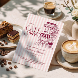 Schickes Pariser Café Bébé Französische Babyparty Einladung