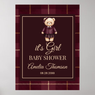 Schickes Preppy-Teddybär-Baby-Shower Poster