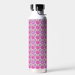 Schickes rosa geometrisches Alphabet N Initiale Trinkflasche