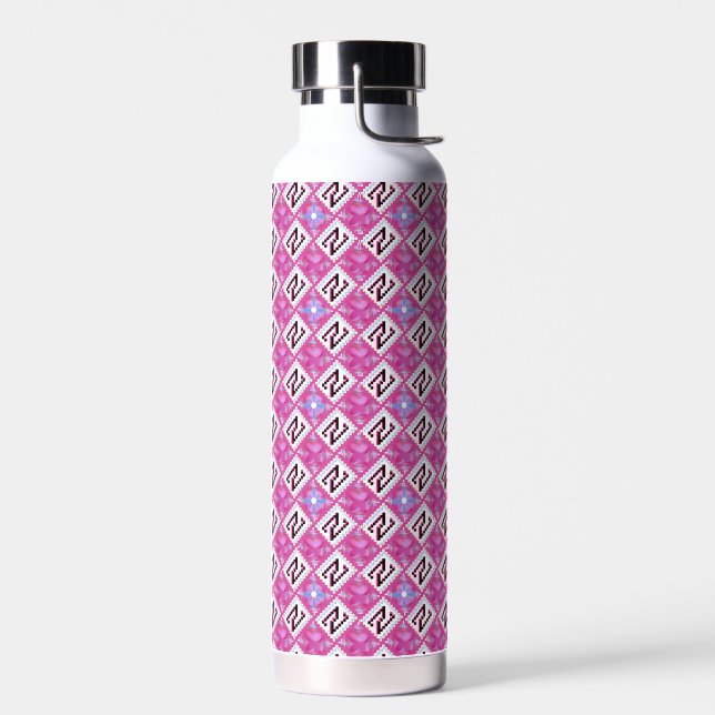 Schickes rosa geometrisches Alphabet N Initiale Trinkflasche (Links)
