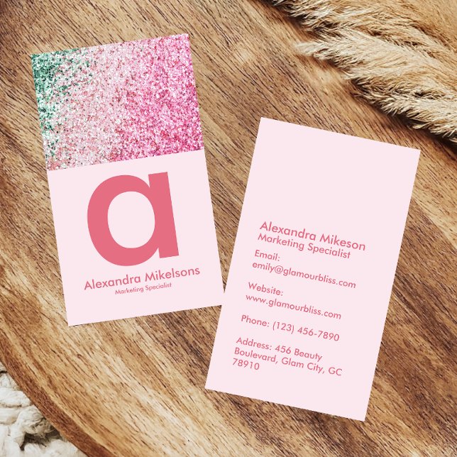 Schickes Rosa Glitter Ästhetik Visitenkarte (Von Creator hochgeladen)
