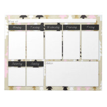 Schickes Rosa & Gold Baum Muster Wochen Notizblock
