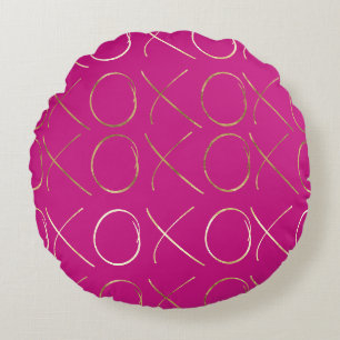 Schickes Rosa Gold Glam XOXO Rundes Kissen
