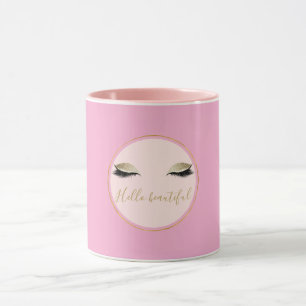 Schickes Rosa Gold Glitzer Schwarze Wimpern Weihna Tasse