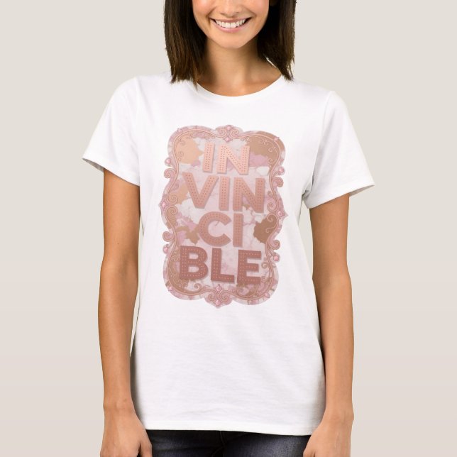 Schickes Rosa IN VINCIBLE Design T-Shirt (Vorderseite)