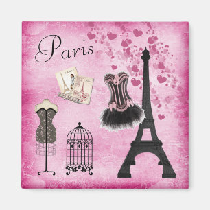 Schickes Rosa Schwarzes Paris Mode Eiffelturm Magnet