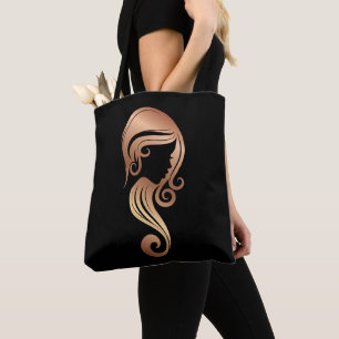 Schickes Rose-Gold-Schönheits-Mädchen-Frisur- und Tasche