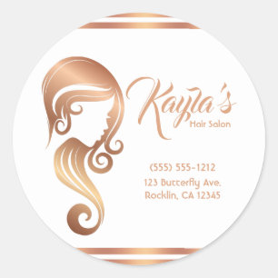 Schickes Rose Gold Schönheits Mädchen Haar- und Ma Runder Aufkleber