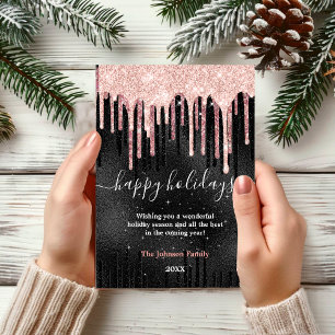 Schickes Roségold schwarzer Neujahrs-Weihnachtsgru Karte