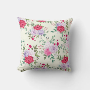 schickes Rot, rosa Blumenmuster Kissen