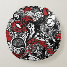 Schickes rotes u. schwarzes Paisley-Kissen