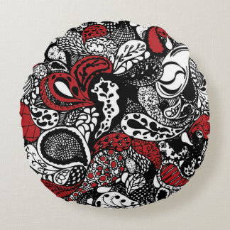 Schickes rotes u. schwarzes Paisley-Kissen Rundes Kissen