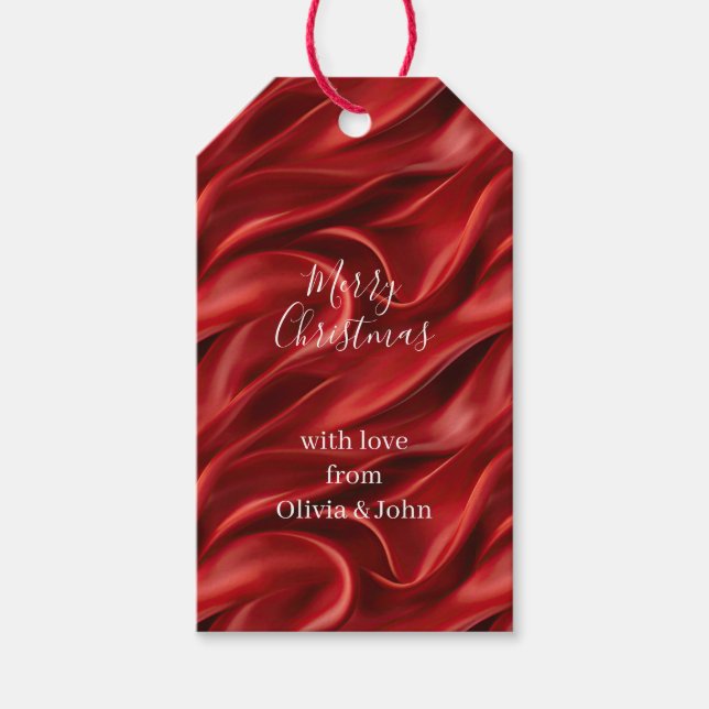 Schickes rotes Weihnachten Geschenkanhänger (Vorderseite)