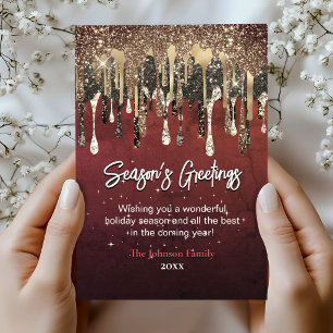 Schickes Rotgold Glitter-Tropfen Weihnachten Neuja