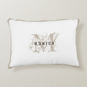 Schickes rustikales modernes beige Monogramm Dekokissen