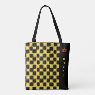 Schickes Schwarz, & gelb kariert & Kalligrafie Tasche