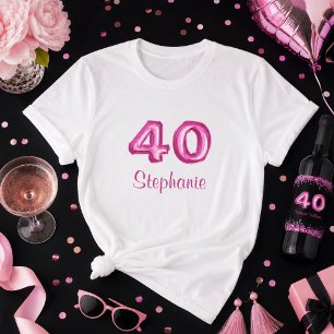 Schickes Schwarz Pink Faux Glitter 40. Geburtstag  T-Shirt