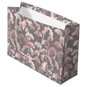Schickes Schwarz-Rosa-Ginkgo-Muster Große Geschenktüte