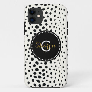 Schickes Schwarz-Weiß-Cheeta-Druckmuster-Monogramm title_seo2