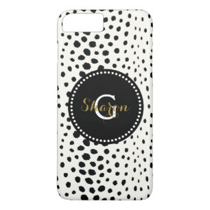 Schickes Schwarz-Weiß-Cheeta-Druckmuster-Monogramm Case-Mate iPhone Hülle