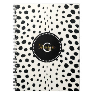 Schickes Schwarz-Weiß-Cheeta-Druckmuster-Monogramm Notizblock