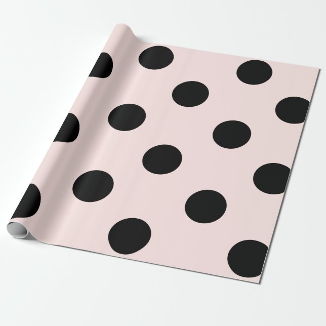 Schickes schwarzes Tupfen-Muster u. erröten rosa Geschenkpapier (Ungerollt)