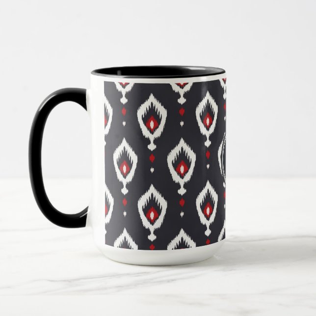Schickes schwarzes und rotes ikat Stammes- Tasse (Links)
