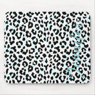 Schickes Schwarzweiss-Geparddruckmonogramm Mousepad