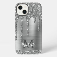Schickes Silber-Grau-Glitter-Tropfen-Monogramm Ros