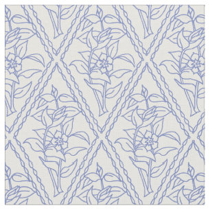 Schickes Singrün-blaues Blumendiamant-Muster Stoff