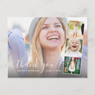 Schickes Skript für Fotocollage Danke zum Abschlus Postkarte