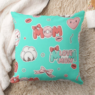 Schickes Türkis Pop-Art-MOM-Liebesmuster Kissen
