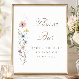 Schickes Wildblumen-Baby-Shower-Party-Blumenbar-Sc Poster