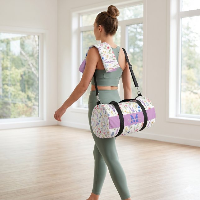 Schickes Wildblumen-Wasserfarben-Blumenmonogramm N Duffle Bag (Von Creator hochgeladen)