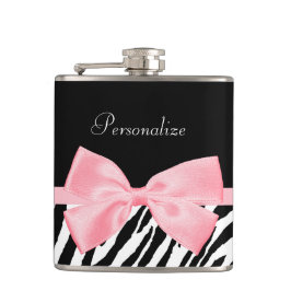Schickes Zebra-Druck-weich Girly hellrosa Band Flachmann