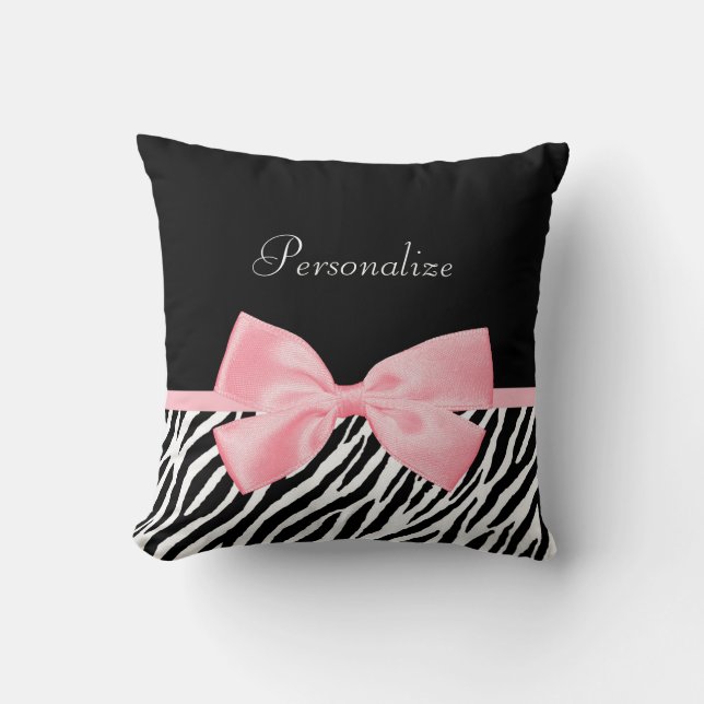 Schickes Zebra-Druck-weich Girly hellrosa Band Kissen (Vorderseite)
