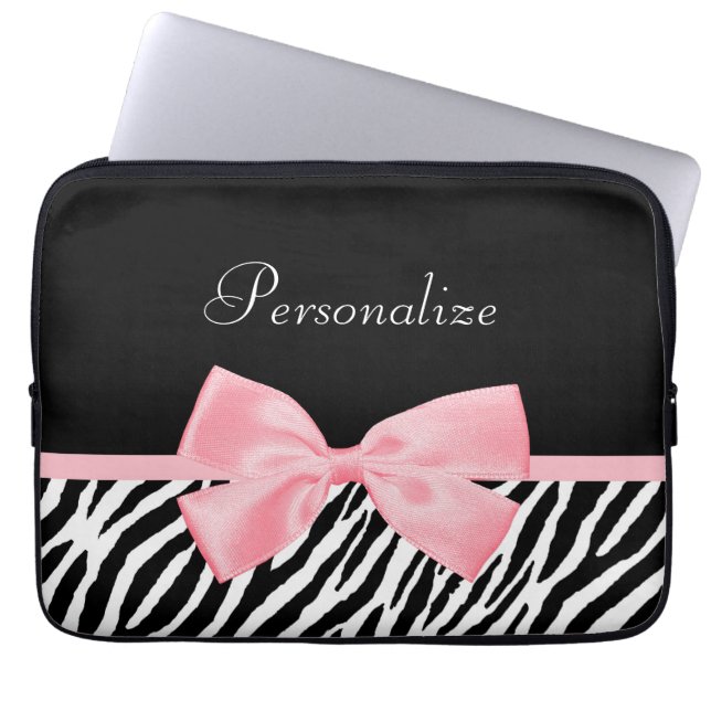 Schickes Zebra-Druck-weich Girly hellrosa Band Laptopschutzhülle (Vorderseite)