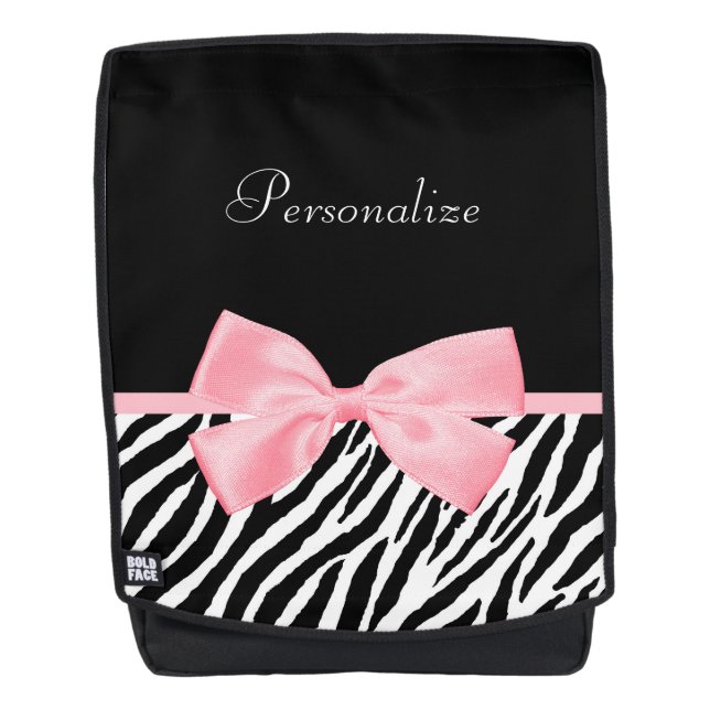 Schickes Zebra-Druck-weich Girly hellrosa Band Rucksack (Vorderseite)