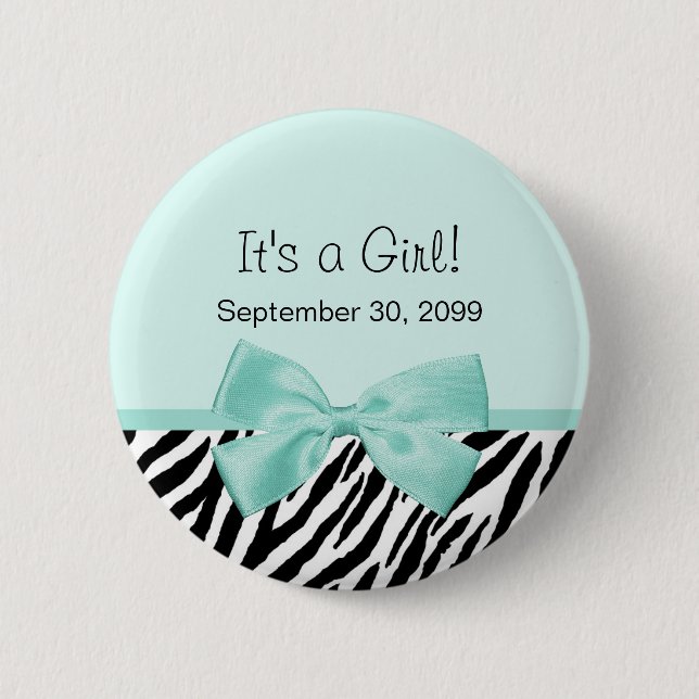 Schickes Zebra-Minzen-Band-Girly Button (Vorderseite)